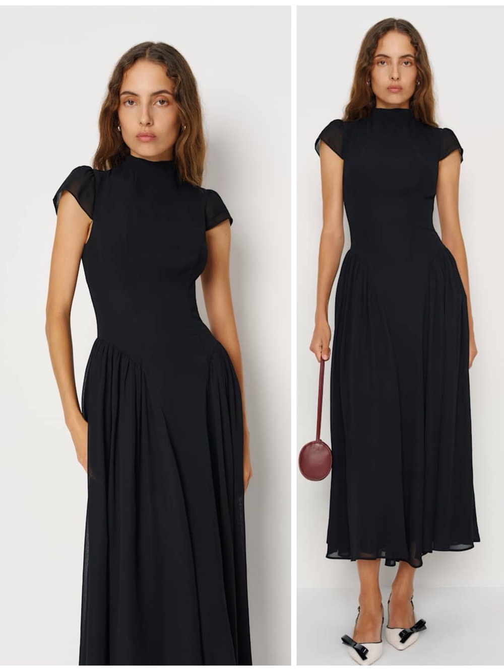 NEW Reformation Maven Long Maxi Black Short Sleeve Dress
Size Women's 10